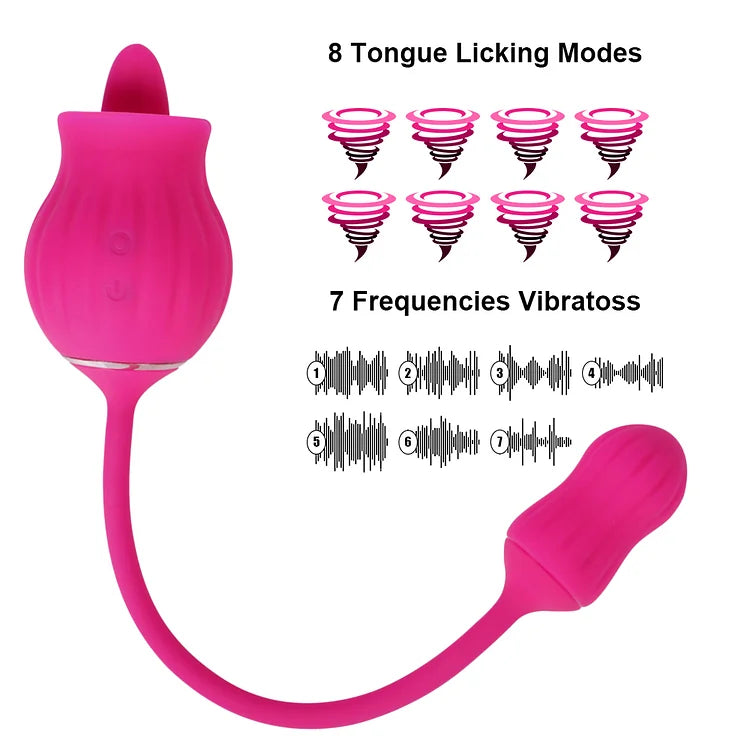 Tongue-licking Rose Toy With Vibrating Egg