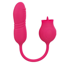 Load image into Gallery viewer, Rose Shape Licking Tongue Vibrator With Nipple Clit Stimulator Thrusting Dildo