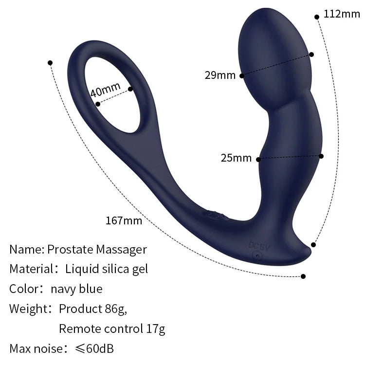 Wholesale Of Adult Products For Sperm-locking Prostate Massager, Charging Remote Control Anal Plug, Silica Gel, Vestibular Masturbation Vibrator