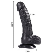 Load image into Gallery viewer, Black Silicone Dildo with suction cup 7.27 Inch