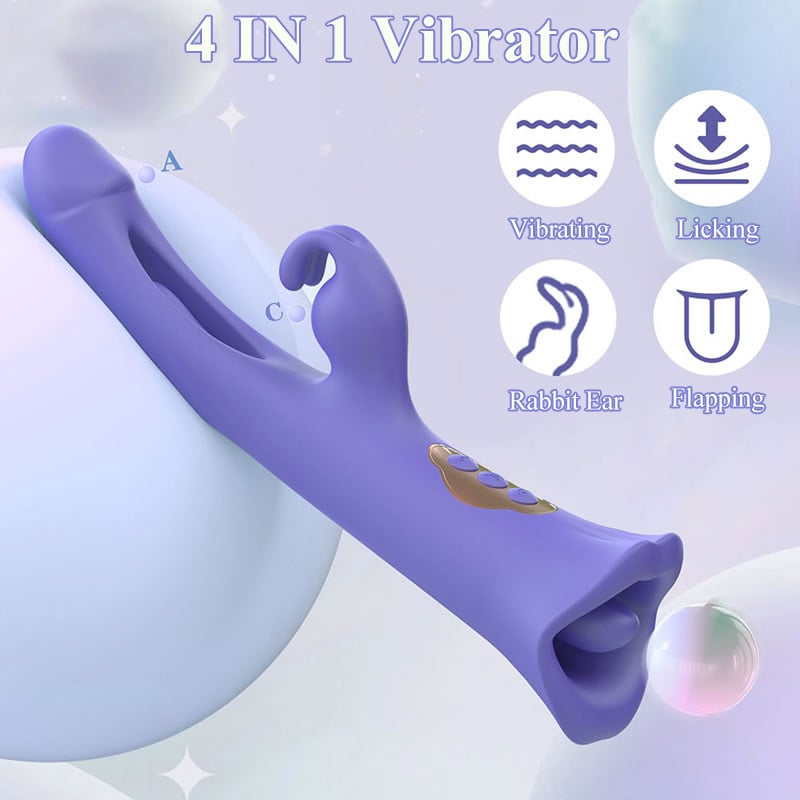 Sophia Clit Nipple Anal Stimulation Rabbit Licking Vibrating Flapping 4 IN 1 Stimulator