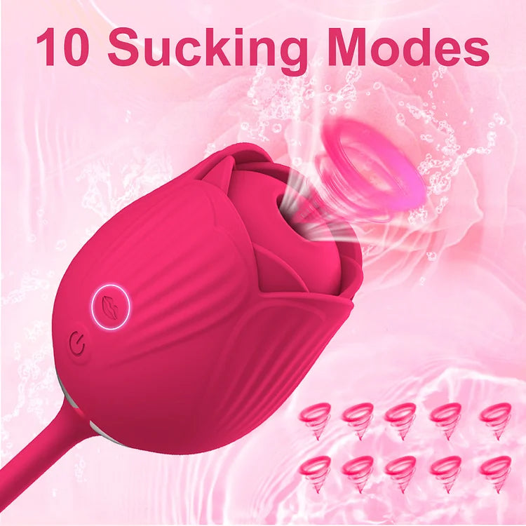 New 2-in-1 Rose Toy Sucking And Telescopic Vibrator