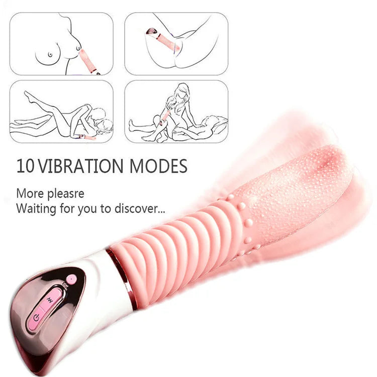 Silicone Vibrating Masturbator Magic Tongue Female Electric Granule Tongue Masturbator Licking Yin Vibrating Rod Adult Supplies