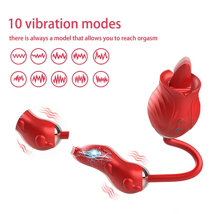 New Rose Double Head Tongue Licking Vibration Jump Egg For Women