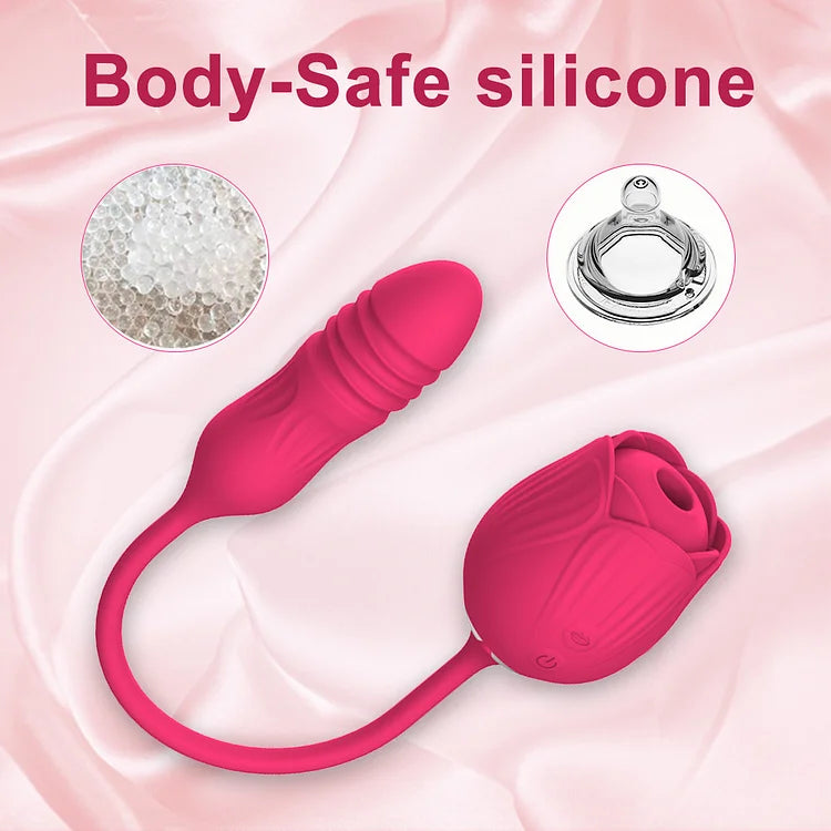 New 2-in-1 Rose Toy Sucking And Telescopic Vibrator