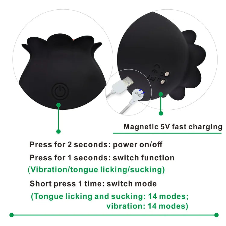 Tongue Licking Vibrator - Rose Shaped