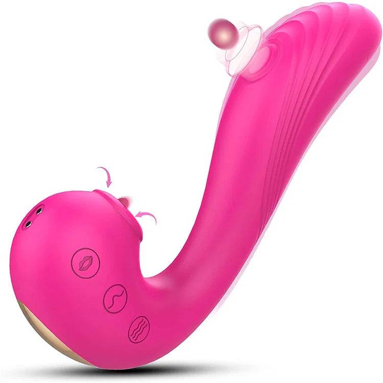 3 in 1 Clitoral Sucking & Licking Vibrator - G Spot Flapping & Vibrating Dildo Vibrators , Rechargable & Waterproof