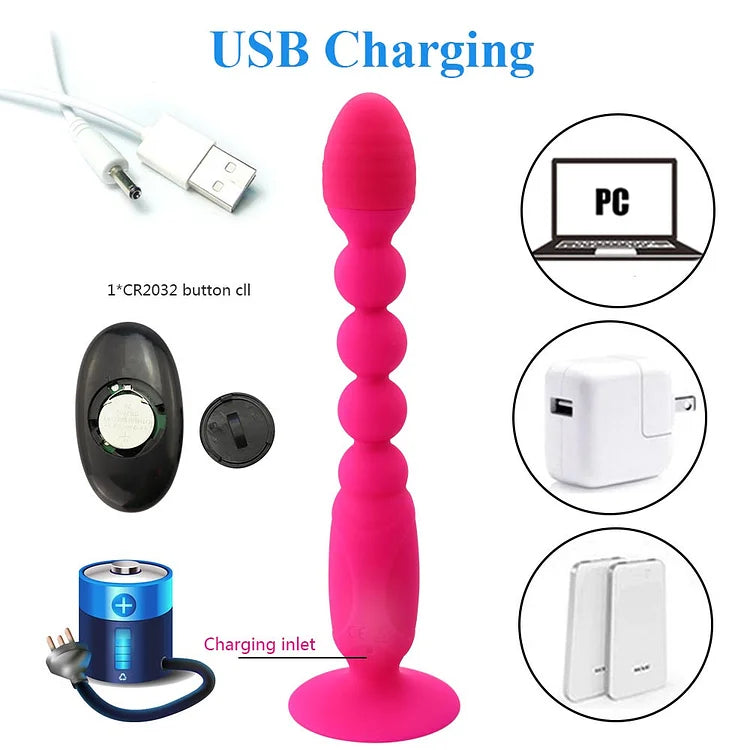 Remote Control Anal Plug Bead Butt Plug Prostate Massager Vibrator