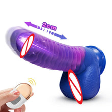 Load image into Gallery viewer, Telescopic Dildo Silicone Realistic Big Fake Penis Dildo Vibrator