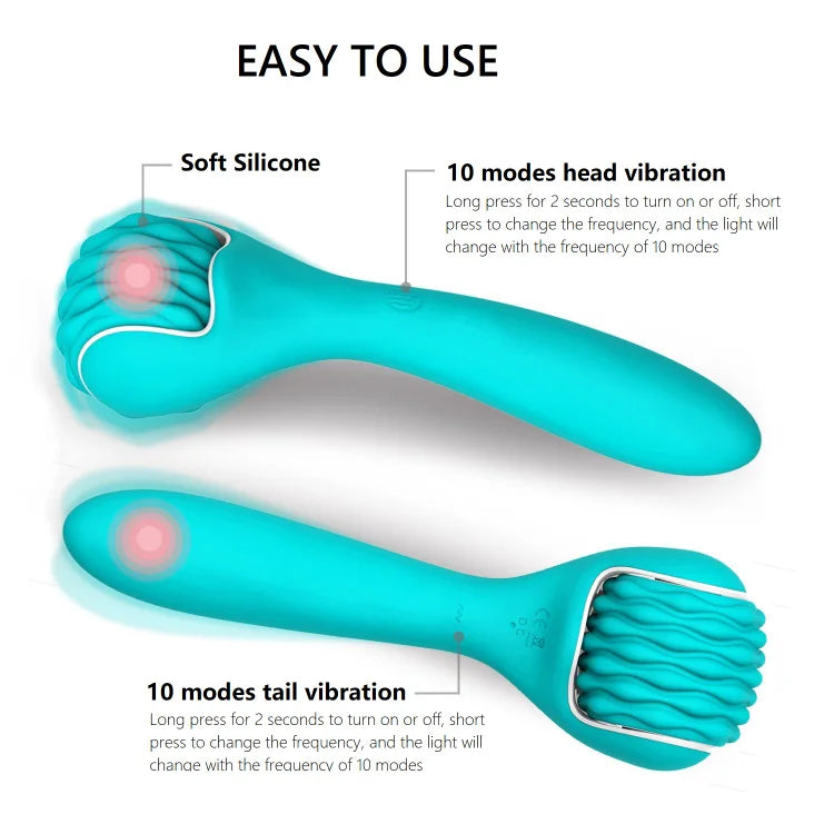 Double Head Vibrating Massage Stick 10 Frequency Roller Massager Female Av Stick