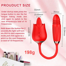 Load image into Gallery viewer, 2 In 1 Rose Toy Tongue Licking Rose Vibrator With Telescopic Bullet