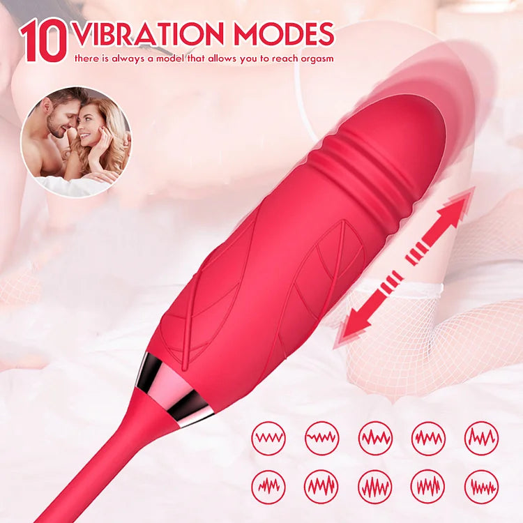 Sucking Thrusting Vibrator 10 Speed Vibrating Clit Sucker