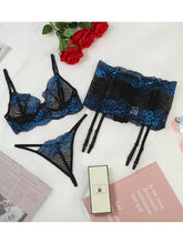 Load image into Gallery viewer, Bra Lace Perspective Three Piece Underwear Set