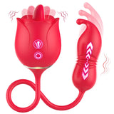 3 In 1 Rose Toy Thrusting Dildo Vibrator G Spot Clit Bullet Vibrators