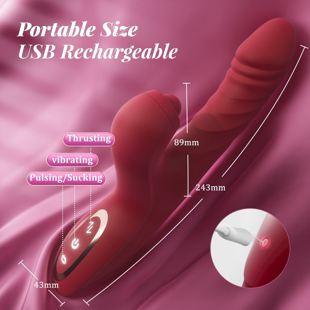 CHERLY 4 in 1 G Spot thrusting & sucking vibrator Clitoral Stimulator