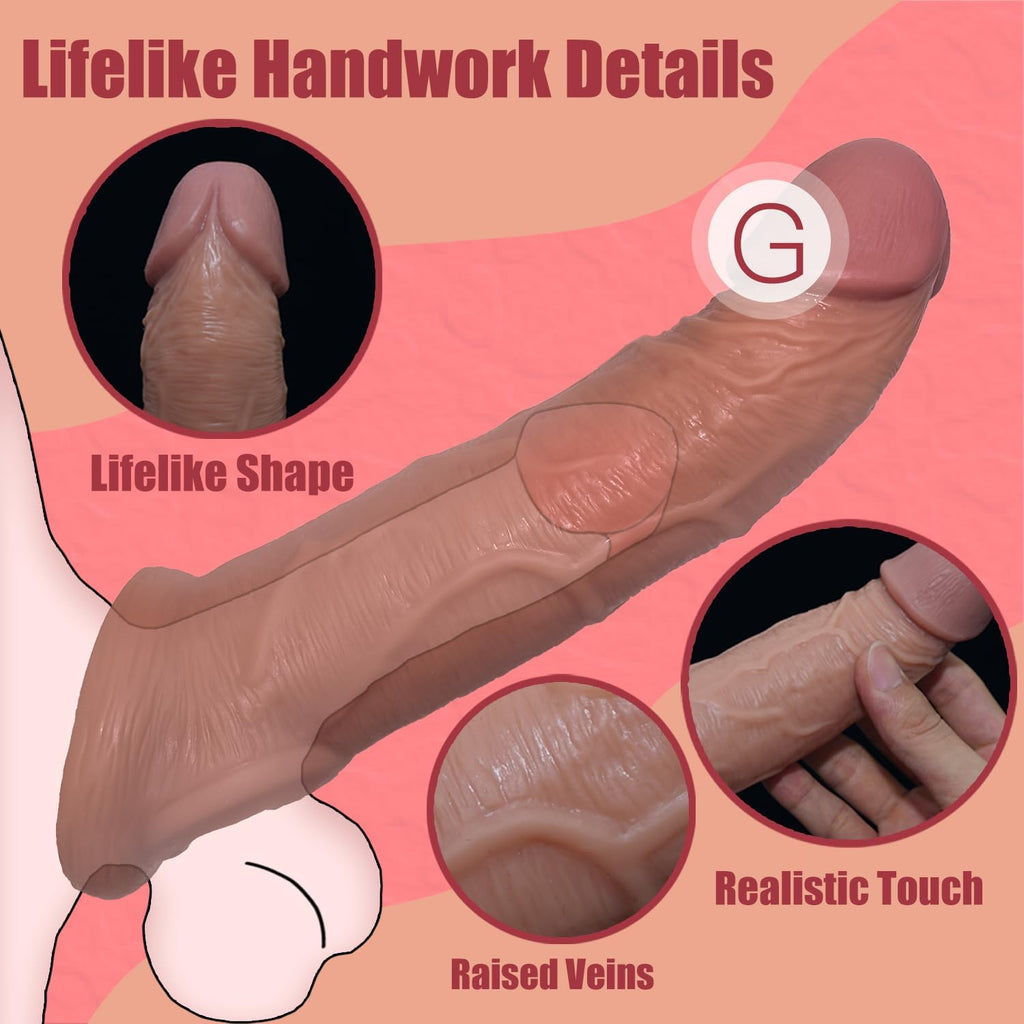 8 Inch Vibrating Penis Sleeve with 10 Vibration Modes