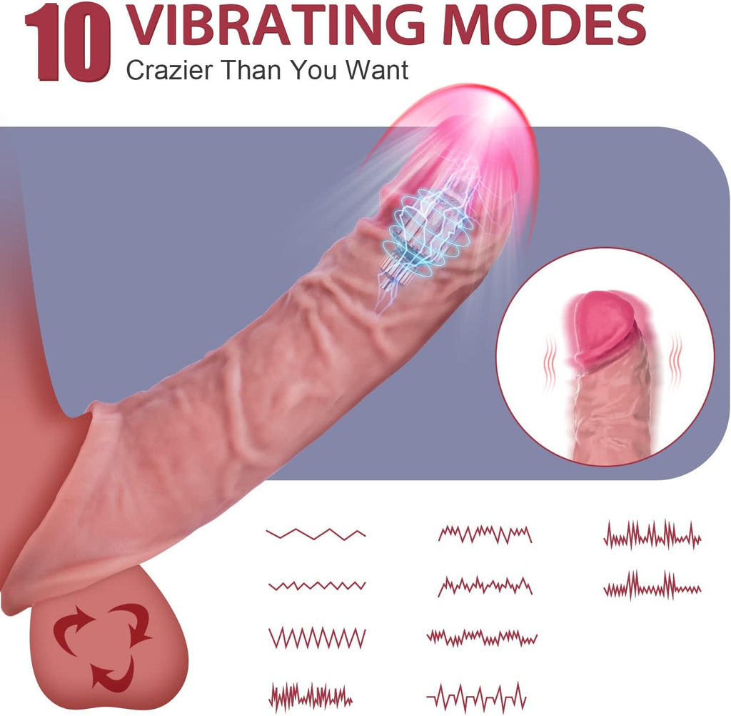 10 Vibration Silicone Vibrating Penis Extender with Ball Stretcher