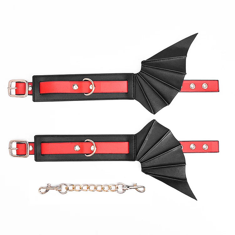 Bat Wing Leather Bdsm Bondage Handcuffs Sex Toy