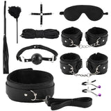 Sm Adult Sex Goods Leather Plush 10-piece Suit Handcuffs Alternative Binding Couples