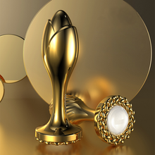 Load image into Gallery viewer, Pearl Rose Anal Plug Gold Stainless Steel For Male And Female Anal Expansion