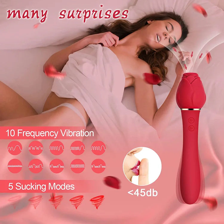 Rose Sucking G Spot Vibrator Clit Sucker Nipple Dildo Rabbit