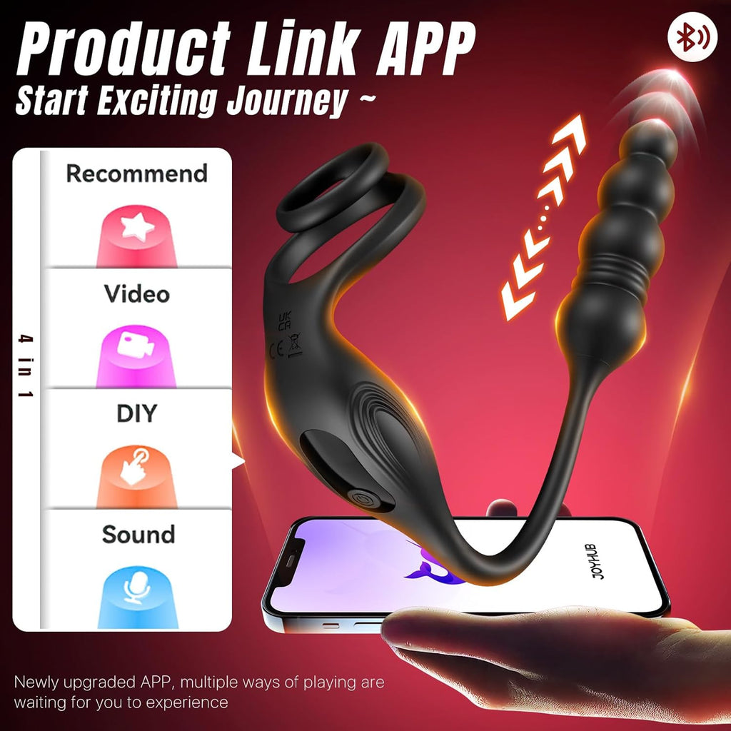 4 in 1 Prostate Massager Vibrating Cock Ring Anal Plug