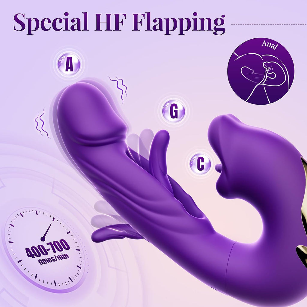 7x Flapping & Licking 3 in 1 G Spot Vibrator Dildo