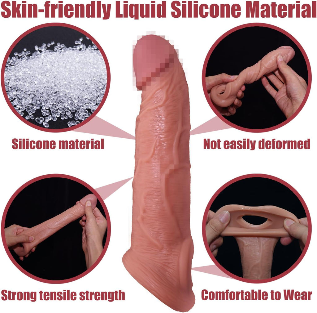 8 Inch Vibrating Penis Sleeve with 10 Vibration Modes