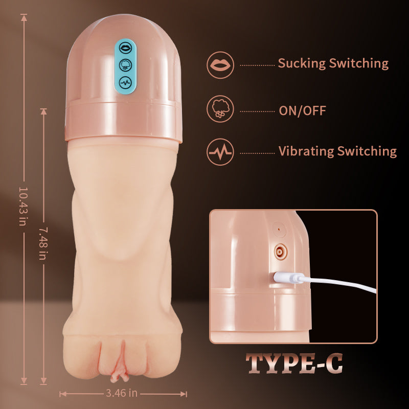 Beate - 5 Sucking & 10 Vibrating Vagina Masturbation Cup