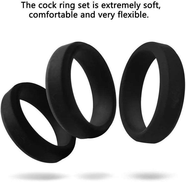 6 Different Size Cock Rings - Premium Grade Soft Silicone Penis Rings