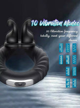 Load image into Gallery viewer, Adjustable 10 Frequency Vibration Cock Ring Waterproof Couple Sex Toy