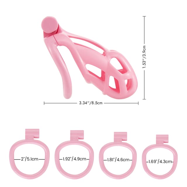 Pink Cobra - 3D Design Chastity Belt Disposable Lock with Four Rings