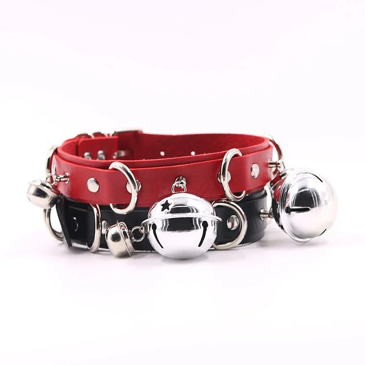 Leather Bell Fun Collar With Traction Rope Dog Slave Sm Adjustment And Restraint Punishment Adult Sex Products