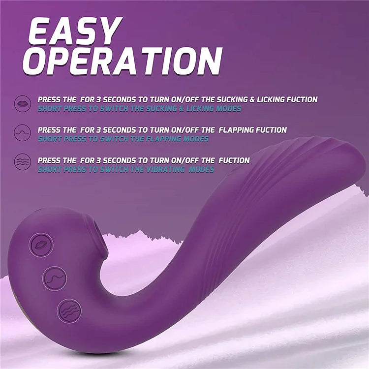 3 in 1 Clitoral Sucking & Licking Vibrator - G Spot Flapping & Vibrating Dildo Vibrators , Rechargable & Waterproof