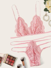 Load image into Gallery viewer, Floral Lace Ladder Cut-out Lingerie Set