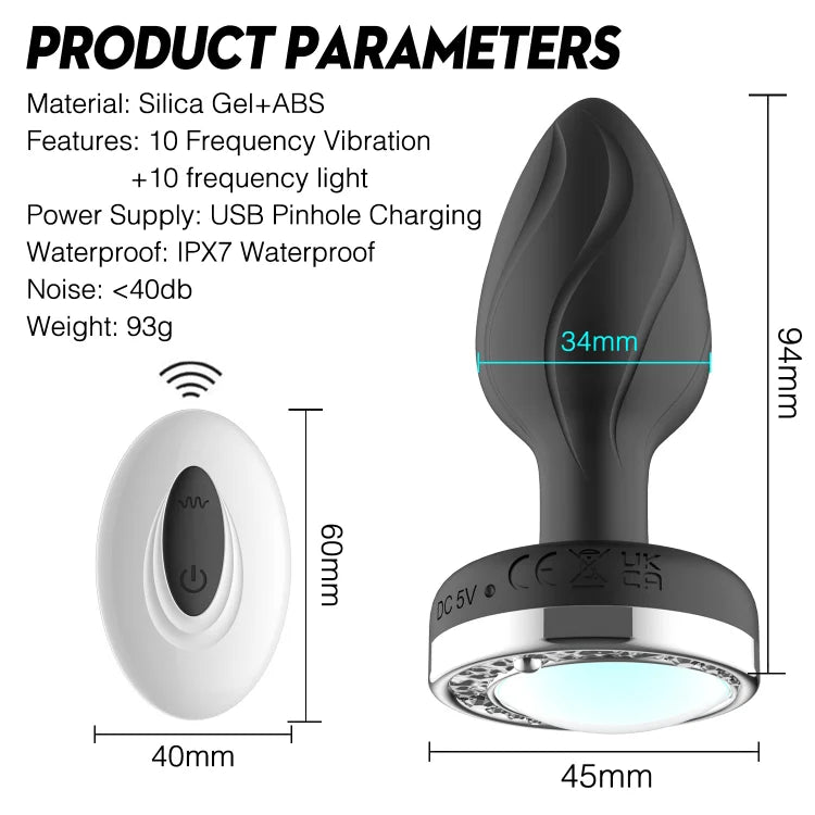 Remote Control Luminous Vibrating Anal Plug, Ten Frequency And Ten Color Switching, Out Anal Plug, Sex Toys For Men And Women, Foreign Trade Boom