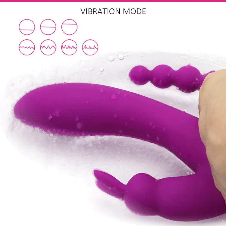 G Spot Dildo Rabbit Vibrator 3-in-one function Vibration Waterproof