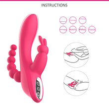 Load image into Gallery viewer, G Spot Dildo Rabbit Vibrator 3-in-one function Vibration Waterproof