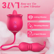 Load image into Gallery viewer, 3 In 1 Rose Toy Clit Licking Toy Dildo Tongue G Spot Clitoral Nipple Vibrator