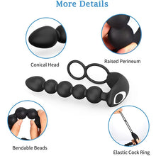 Load image into Gallery viewer, Butt Plug Anal with Penis Ring Rechargeable Vibrator Waterproof Prostate Massager