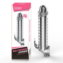 Load image into Gallery viewer, Transparent Vibrating Wolf Tooth Penis Sleeve Silicone Rabbit Cock Ring