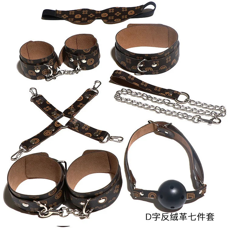 Bondage PU Leather Handcuff and Ankle Kit Gag Erotic Adult Toy SM Adult Games