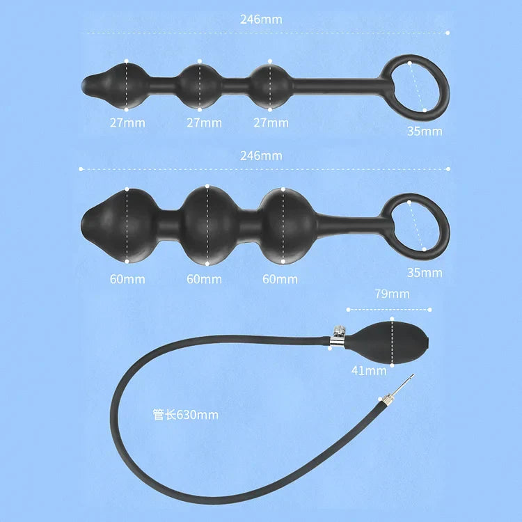 Inflatable 3 Balls Beads Anus Vagina Expander Prostate Massager