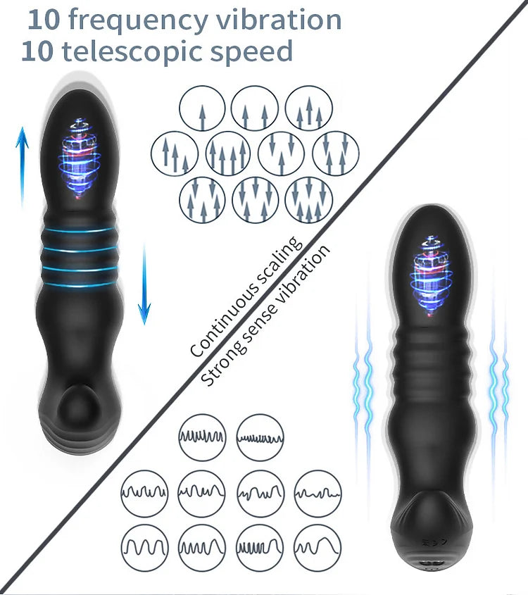 Wireless Remote Telescopic Vibrating Butt Plug Anal Sex Toys Prostate Massager