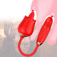 Load image into Gallery viewer, 2 In 1 Rose Toy Tongue Licking Rose Vibrator With Telescopic Bullet