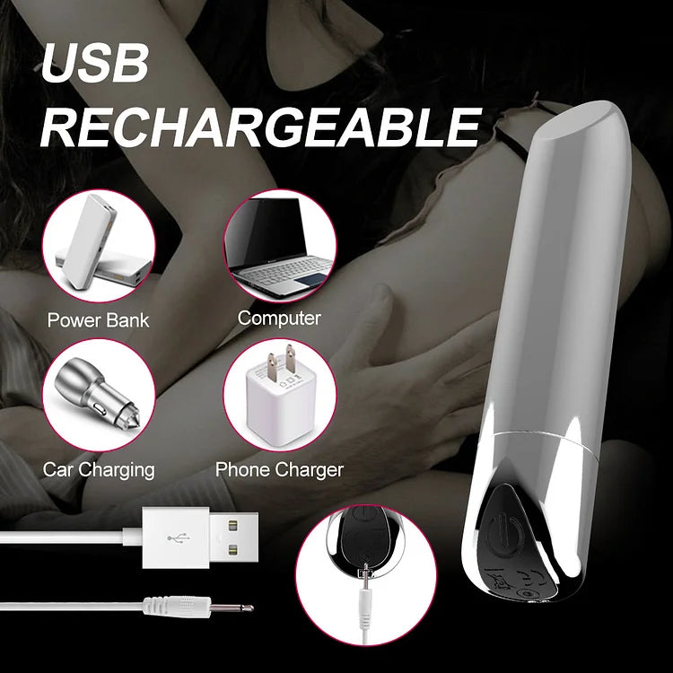 Rechargeable Strong Shock Lipstick Bullet Female Sex Egg Jumping Mini AV Vibrator Adult Products