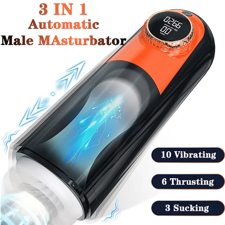 Helios - 3 In 1 Thrusting Sucking Vibration Automatic Male Masturbator