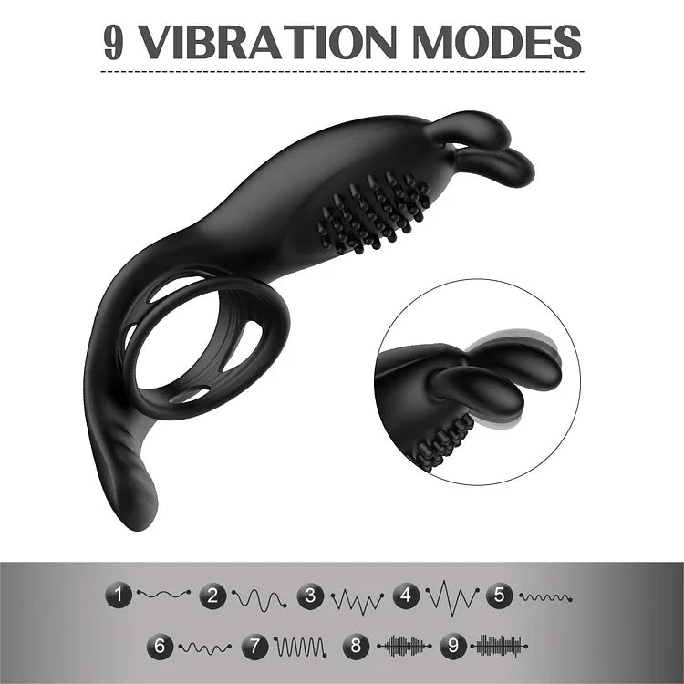 9 Frequency Vibrating Rabbit Ear Cock Ring