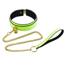 Load image into Gallery viewer, Luminous Pu Leather Chain Collar With Leash Bdsm Bondage