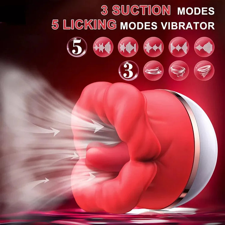 Tongue Sucking Large-mouth Female Masturbator Massager Rechargeable Vibrator